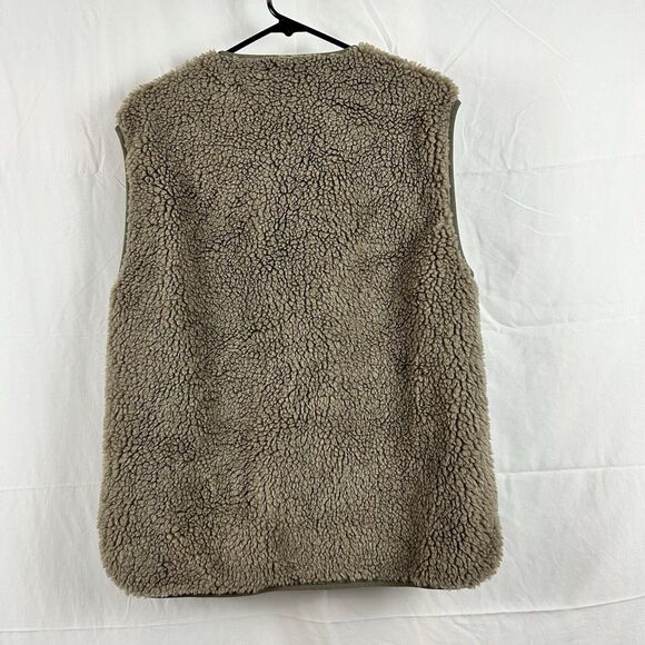 BDG Urban Outfitters Medium Borg Sherpa Vest Brown Zip Pockets Sleeveless Cozy - Picture 6 of 12